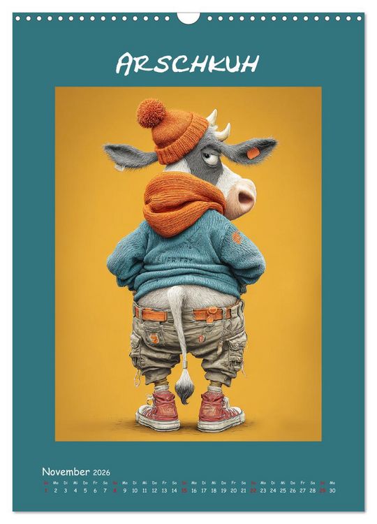 Produktbild: Kuhwelt. Stylische Streetwear-K&uuml;he f&uuml;r gute Laune (Wandkalender 2026 DIN A3 hoch), CALVENDO Monatskalender