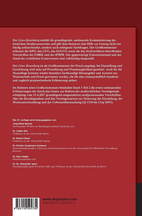 Produktbild: L&ouml;we-Rosenberg. Die Strafproze&szlig;ordnung und das Gerichtsverfassungsgesetz / &sect;&sect; 111b-111q