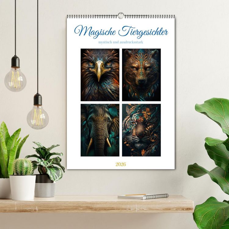 Produktbild: Magische Tiergesichter (Wandkalender 2026 DIN A2 hoch), CALVENDO Monatskalender