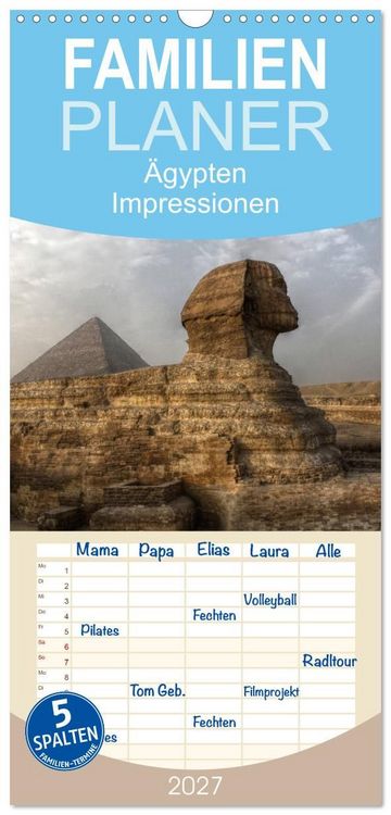 Produktbild: Familienplaner 2027 - &Auml;gypten - Impressionen mit 5 Spalten (Wandkalender, 21 x 45 cm) CALVENDO