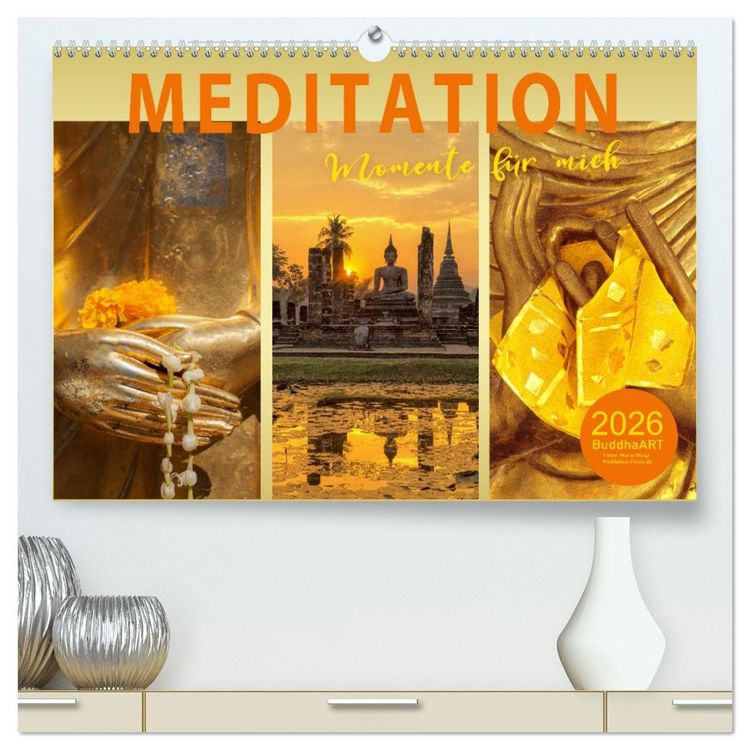 Produktbild: MEDITATION Momente f&uuml;r mich (hochwertiger Premium Wandkalender 2026 DIN A2 quer), Kunstdruck in Hochglanz