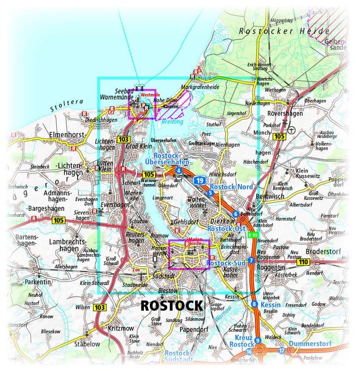 Produktbild: Publicpress Stadtplan Rostock, Stadtplan 1:18.000 1:18.000