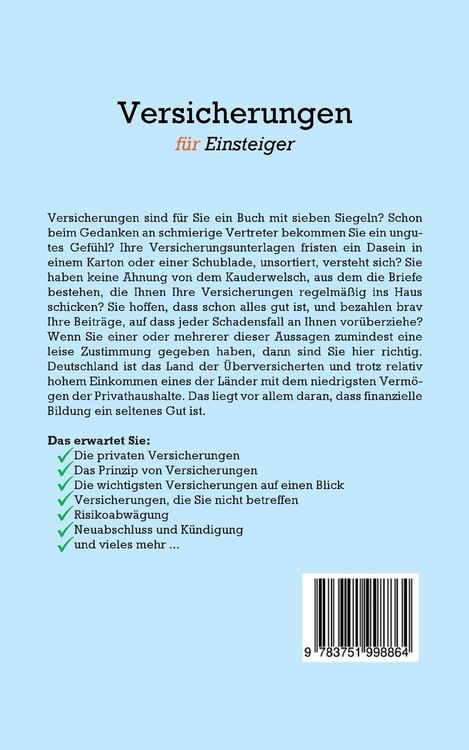 Produktbild: Versicherungen f&uuml;r Einsteiger: Wie Sie im Versicherungsdschungel den &Uuml;berblick b