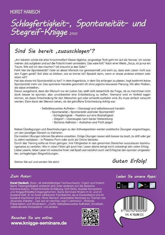 Produktbild: Schlagfertigkeit-, Spontaneit&auml;t- und Stegreif-Knigge 2100