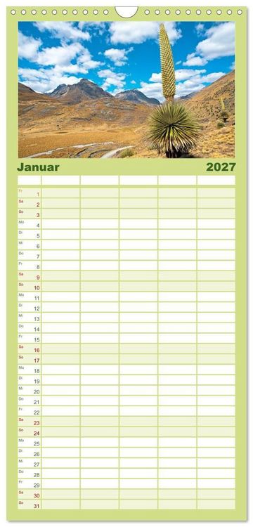 Produktbild: Familienplaner 2027 - Peru: Natur mit Geschichte mit 5 Spalten (Wandkalender, 21 x 45 cm) CALVENDO