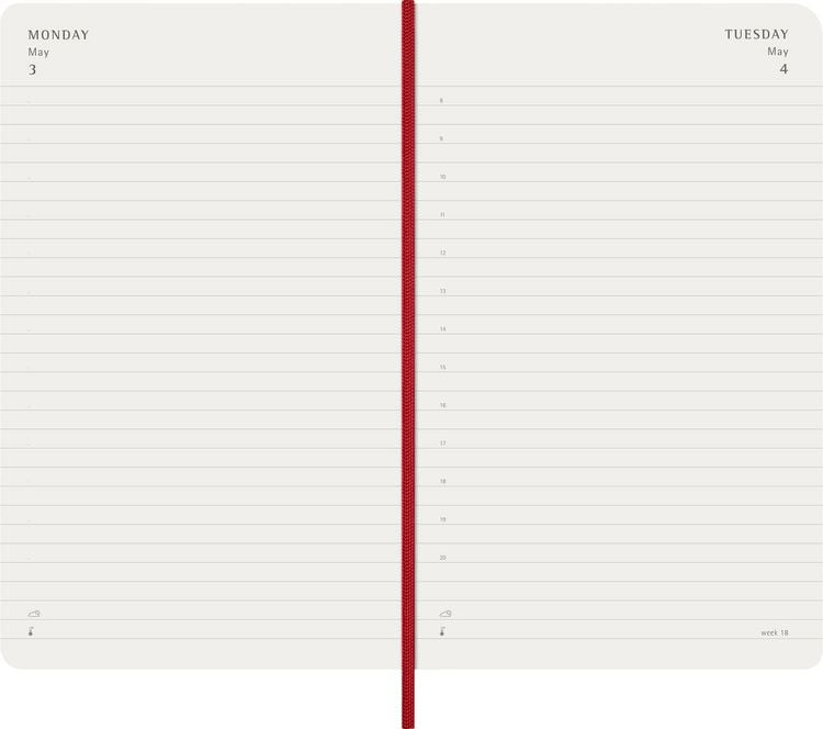 Produktbild: Moleskine 12 Monate Tageskalender 2027, Large/A5, 1 Tag = 1 Seite, Weicher Einband, Scharlachrot