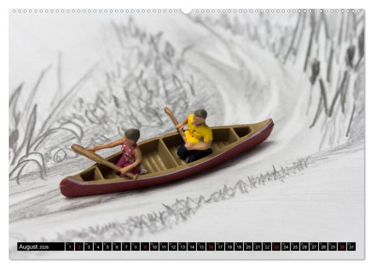 Produktbild: PAPERminis &ndash; Ein Mixed-Media-Figuren-Projekt mit Stift und Papier (hochwertiger Premium Wandkalender 2026 DIN A2 quer), Kunstdruck in Hochglanz