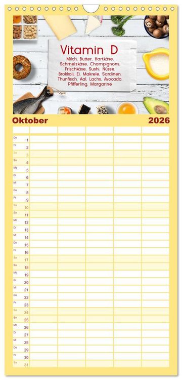 Produktbild: Familienplaner 2026 - Vitalstoffe - fit essen mit 5 Spalten (Wandkalender, 21 x 45 cm) CALVENDO