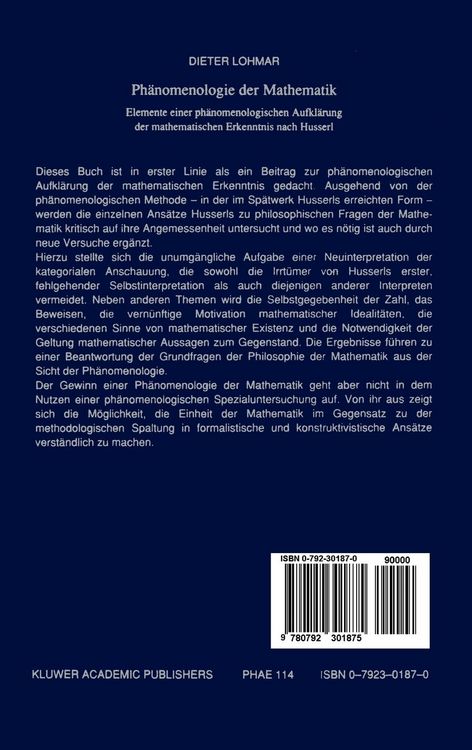 Produktbild: Ph&auml;nomenologie der Mathematik
