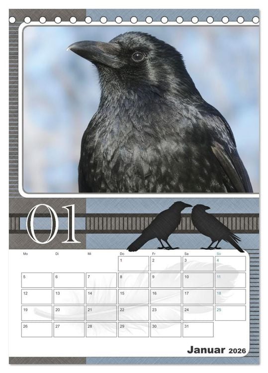 Produktbild: Kr&auml;hen - Clever notiert! Mit K&ouml;pfchen durchs ganze Jahr (Tischkalender 2026 DIN A5 hoch), CALVENDO Monatskalender