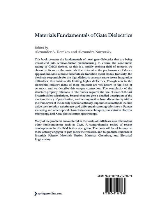 Produktbild: Materials Fundamentals of Gate Dielectrics