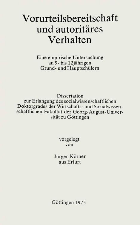 Produktbild: Vorurteilsbereitschaft und autorit&auml;res Verhalten