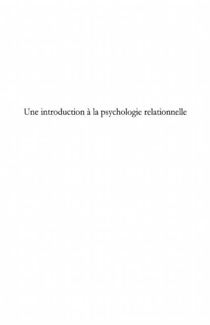 Produktbild: Une introduction a la psychologie relationnelle