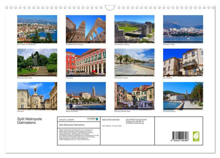 Produktbild: Split Metropole Dalmatiens (Wandkalender 2026 DIN A3 quer), CALVENDO Monatskalender