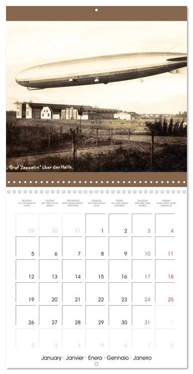 Produktbild: Airships &ndash; Zeppelins on historic postcards (Wall Calendar 2026 12 &times; 12 Inch) CALVENDO 12 Month Wall Calendar
