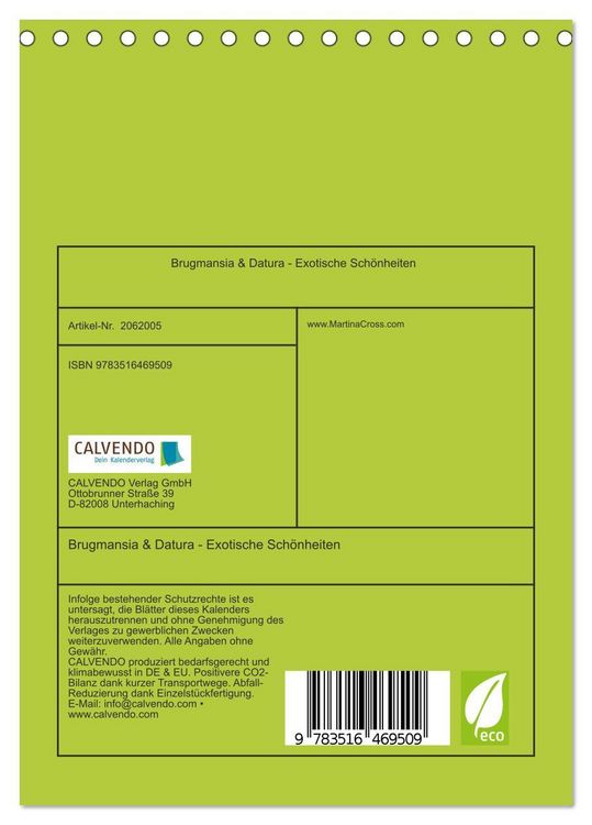 Produktbild: Brugmansia & Datura - Exotische Sch&ouml;nheiten (Tischkalender 2026 DIN A5 hoch), CALVENDO Monatskalender