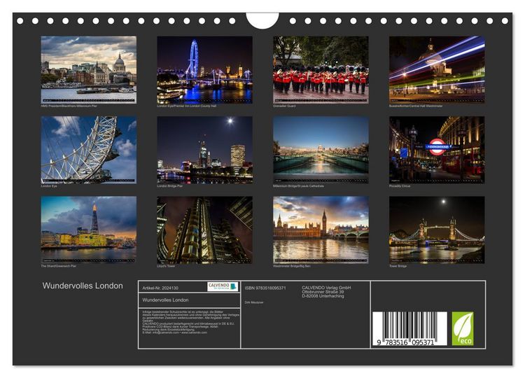 Produktbild: Wundervolles London (Wandkalender 2026 DIN A4 quer), CALVENDO Monatskalender