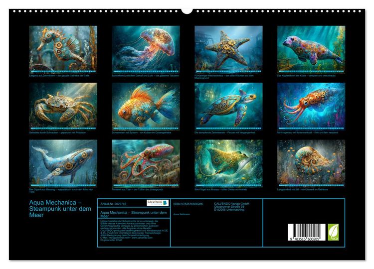 Produktbild: Aqua Mechanica &ndash; Steampunk unter dem Meer (hochwertiger Premium Wandkalender 2026 DIN A2 quer), Kunstdruck in Hochglanz