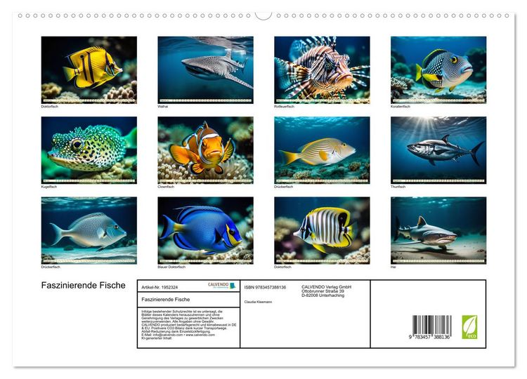 Produktbild: Faszinierende Fische (hochwertiger Premium Wandkalender 2026 DIN A2 quer), Kunstdruck in Hochglanz