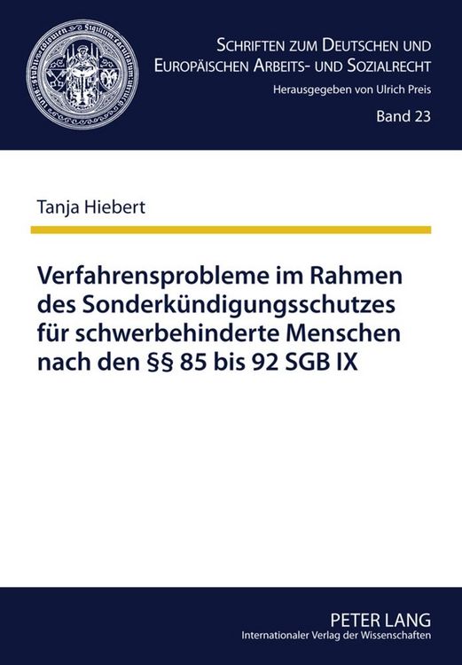Produktbild: Verfahrensprobleme im Rahmen des Sonderk&uuml;ndigungsschutzes f&uuml;r schwerbehinderte Menschen nach den &sect;&sect; 85 bis 92 SGB IX