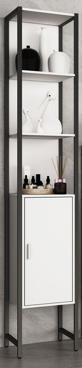 Produktbild: Holz Metall Badm&ouml;bel Badschrank Hochschrank Edino