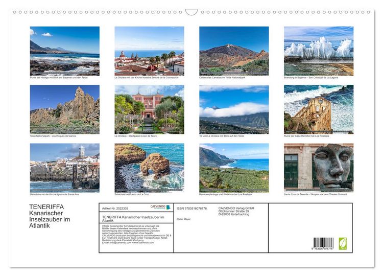 Produktbild: TENERIFFA Kanarischer Inselzauber im Atlantik (Wandkalender 2026 DIN A2 quer), CALVENDO Monatskalender