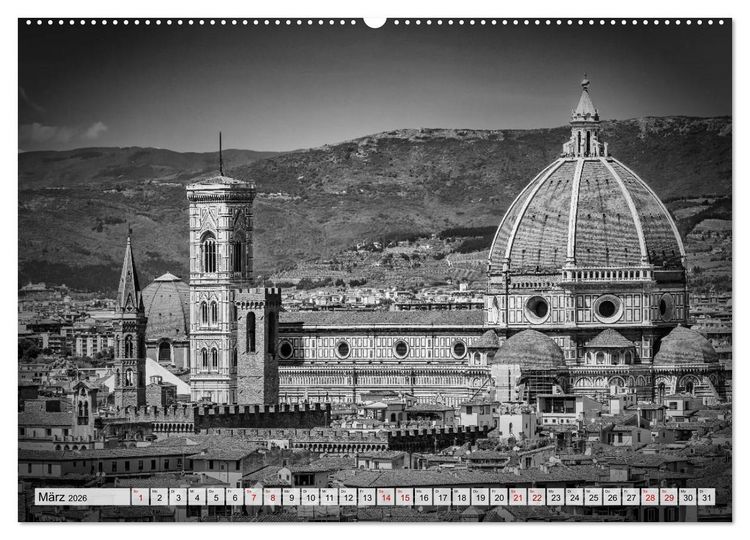 Produktbild: FLORENZ Monochrome Impressionen (Wandkalender 2026 DIN A2 quer), CALVENDO Monatskalender