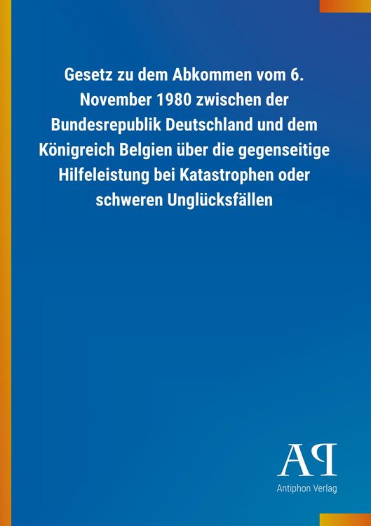 Produktbild: Gesetz zu dem Abkommen vom 6. November 1980 zwischen der Bun
