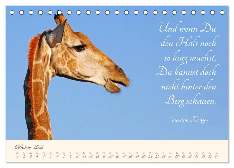Produktbild: AFRIKA mit einem Hauch von Poesie (Tischkalender 2026 DIN A5 quer), CALVENDO Monatskalender