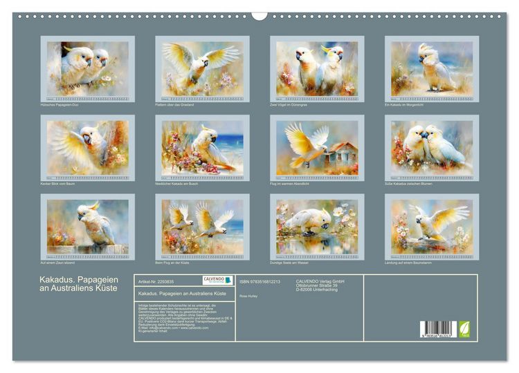 Produktbild: Kakadus. Papageien an Australiens K&uuml;ste (Wandkalender 2027 DIN A2 quer), CALVENDO Monatskalender