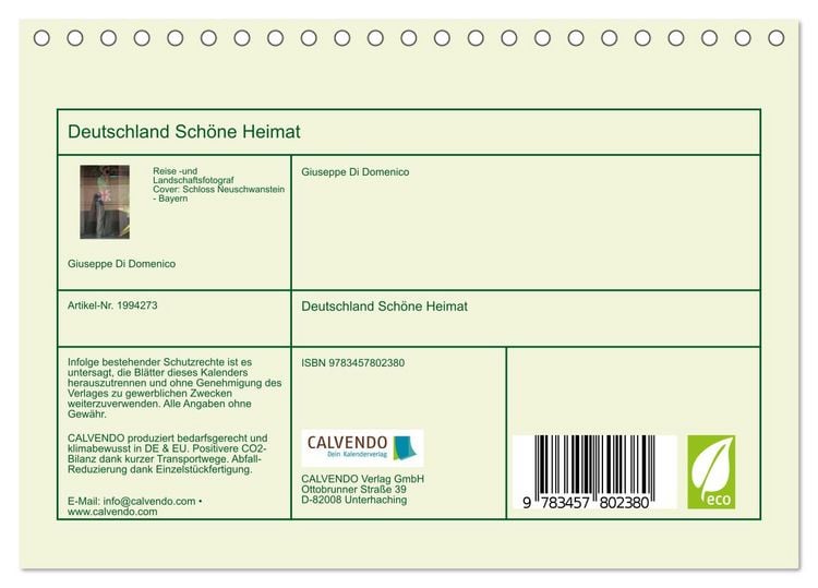Produktbild: Deutschland Sch&ouml;ne Heimat (Tischkalender 2026 DIN A5 quer), CALVENDO Monatskalender