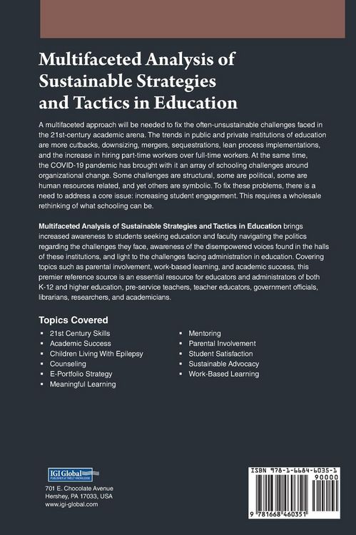 Produktbild: Multifaceted Analysis of Sustainable Strategies and Tactics in Education