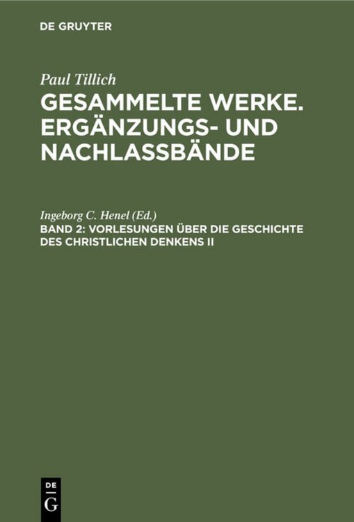 Produktbild: Vorlesungen &uuml;ber die Geschichte des christlichen Denkens II