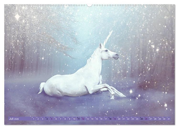 Produktbild: Einhorn Welt - vertr&auml;umte Einhornbilder (hochwertiger Premium Wandkalender 2026 DIN A2 quer), Kunstdruck in Hochglanz