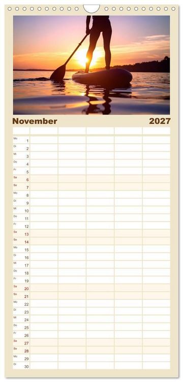 Produktbild: Familienplaner 2027 - Im Fluss der Zeit &ndash; SUP-Momente zum Durchatmen mit 5 Spalten (Wandkalender, 21 x 45 cm) CALVENDO