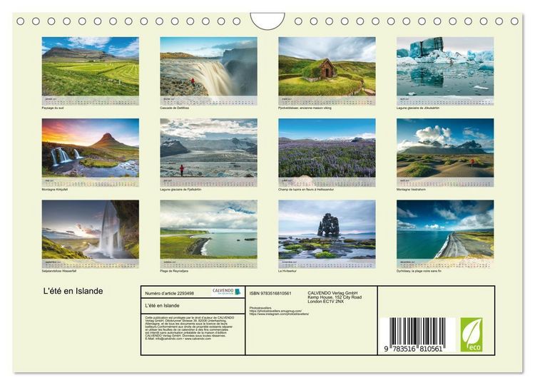 Produktbild: L'&eacute;t&eacute; en Islande (Calendrier mural 2027 DIN A4 vertical), CALVENDO calendrier mensuel