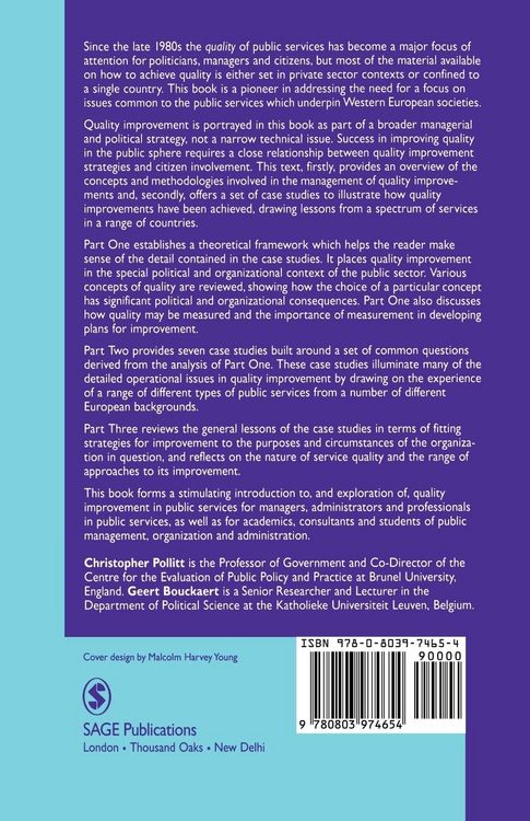 Produktbild: Quality Improvement in European Public Services