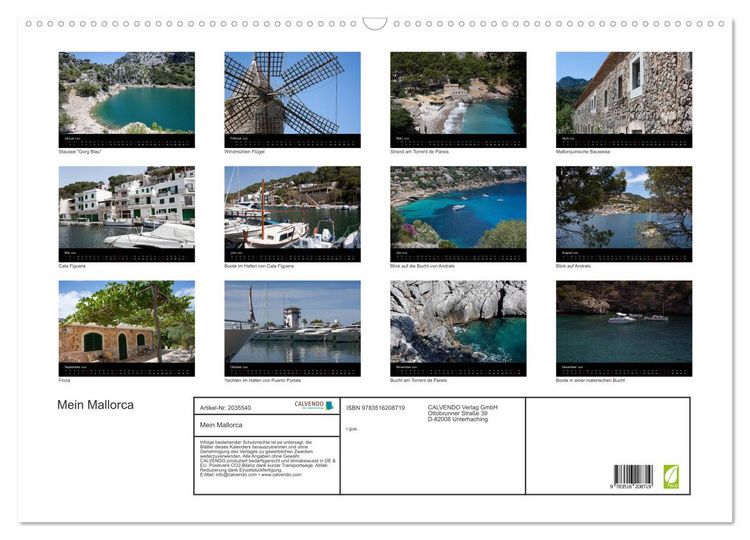 Produktbild: Mein Mallorca (Wandkalender 2026 DIN A2 quer), CALVENDO Monatskalender