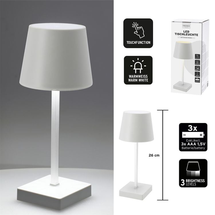 Produktbild: Cepewa LED Tischleuchte, Batterie, wei&szlig;, ca. 26cm LED Tischleuchte, Batterie, wei&szlig;, ca. 26cm