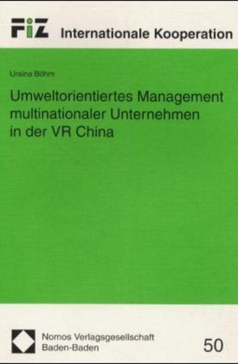 Produktbild: Umweltorientiertes Management multinationaler Unternehmen in der VR China