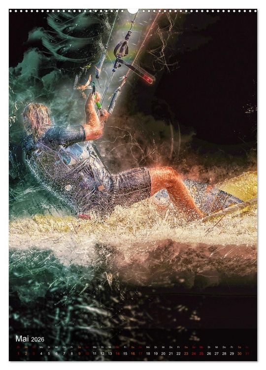 Produktbild: Kitesurfen - einfach cool (hochwertiger Premium Wandkalender 2026 DIN A2 hoch), Kunstdruck in Hochglanz