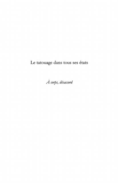 Produktbild: Le tatouage dans tous ses etats - a corps, desaccord