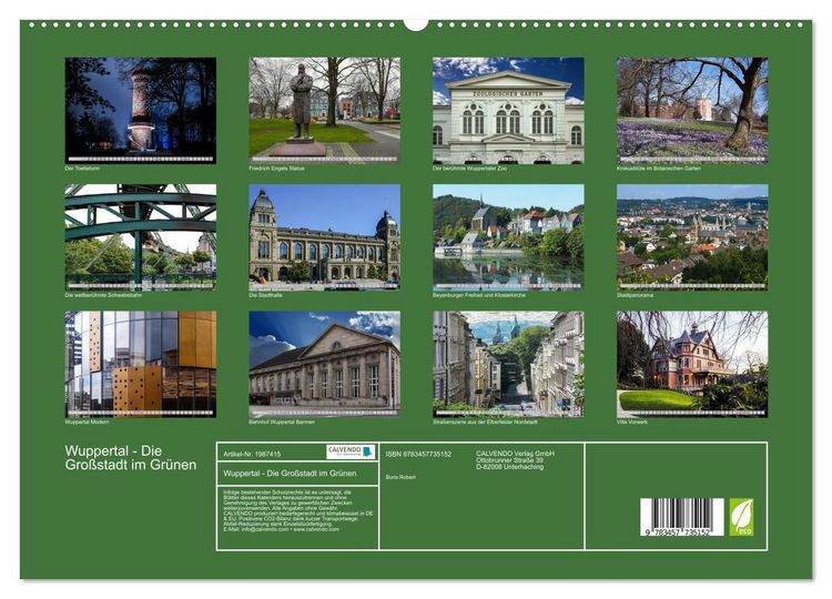 Produktbild: Wuppertal - Die Gro&szlig;stadt im Gr&uuml;nen (hochwertiger Premium Wandkalender 2026 DIN A2 quer), Kunstdruck in Hochglanz