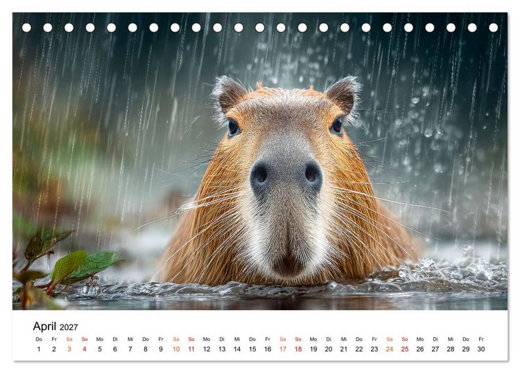 Produktbild: Capybara - die Ruhe als Lebensform (Tischkalender 2027 DIN A5 quer), CALVENDO Monatskalender