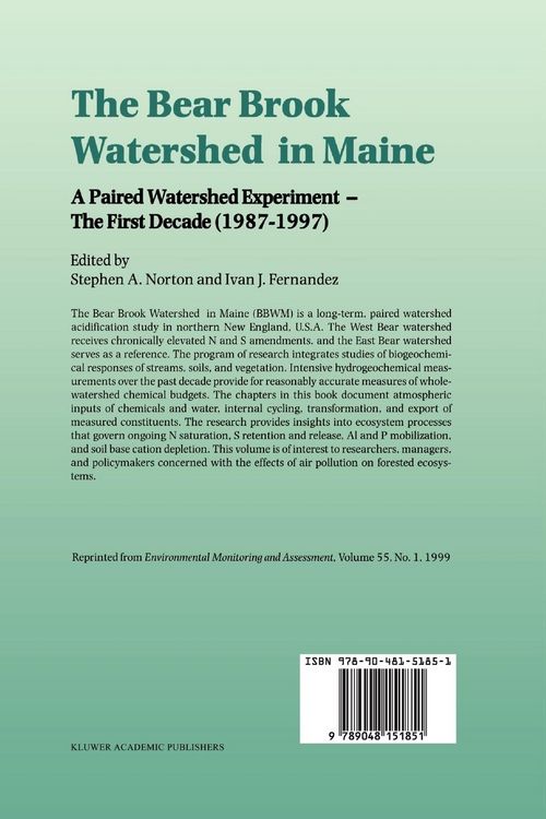 Produktbild: The Bear Brook Watershed in Maine: A Paired Watershed Experiment