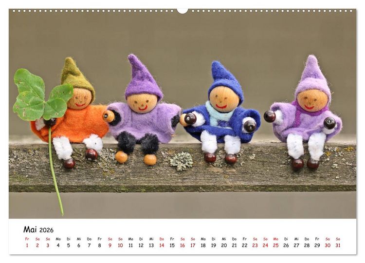 Produktbild: Die Abenteuer der vier kleinen Wichtel (hochwertiger Premium Wandkalender 2026 DIN A2 quer), Kunstdruck in Hochglanz