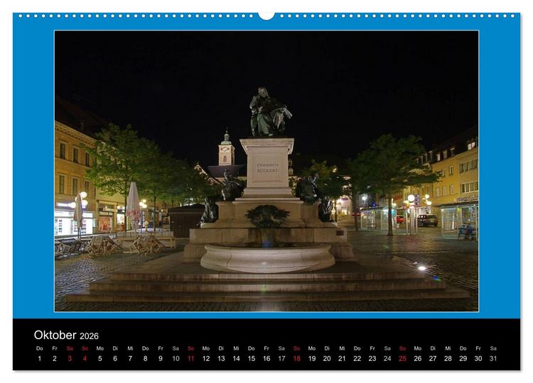 Produktbild: Schweinfurt bei Nacht verzaubernd und bunt (Wandkalender 2026 DIN A2 quer), CALVENDO Monatskalender