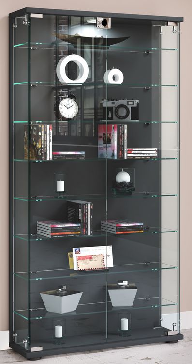 Produktbild: Holz Glas Stand Vitrine Sammelvitrine Stelas L