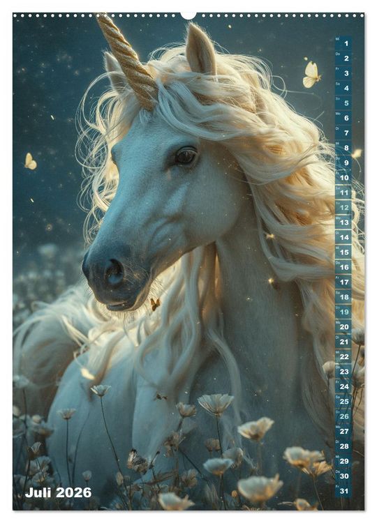 Produktbild: M&auml;rchenhafte Einhornreise - Ein Jahr voller Magie (hochwertiger Premium Wandkalender 2026 DIN A2 hoch), Kunstdruck in Hochglanz
