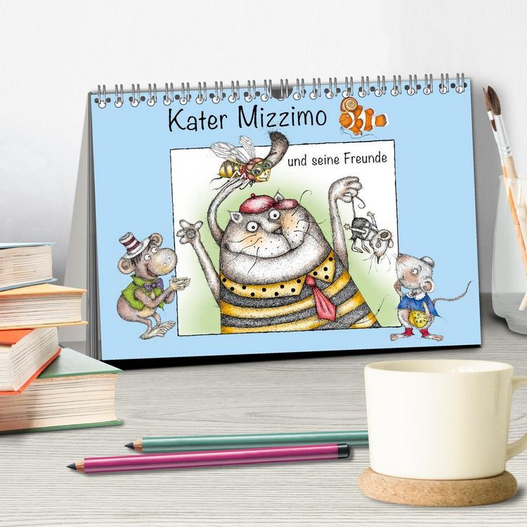 Produktbild: Kater Mizzimo und seine Freunde (Tischkalender 2026 DIN A5 quer), CALVENDO Monatskalender